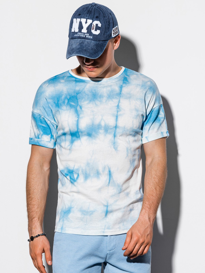 T-shirt męski Tie-Dye - błękitny S1219