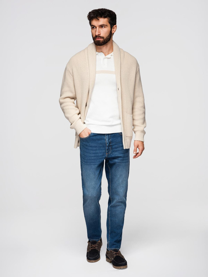 Men's CARROT denim pants with rubbing - blue V2 OM-PADP-0253