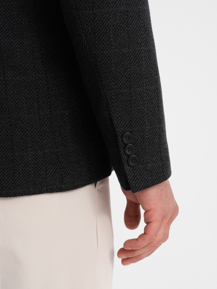 Men's jacquard blazer in delicate check - black V2 OM-BLZB-0119