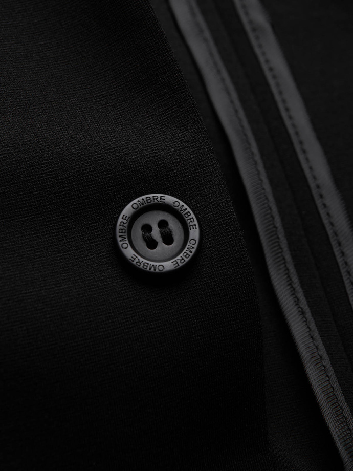 Marynarka męska z naszywanymi kieszeniami - czarna V5 OM-BLZB-0127