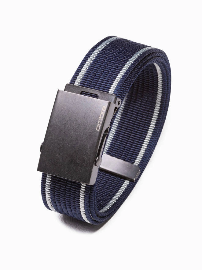 Men's two-tone parchment belt - navy blue A028