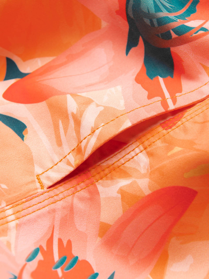 Men's swim shorts in floral motif - orange V5 OM-SRBS-0140