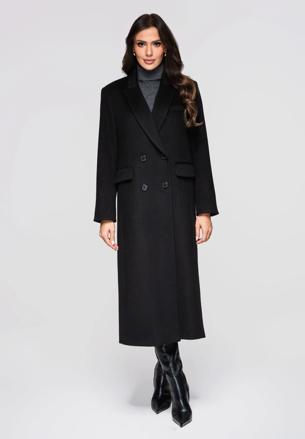 Women's long wool coat LARICA OW-COLC-0100 v4 - black