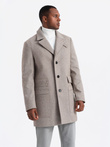 Single-breasted patterned men's coat with pockets - ash V1 OM-COWC-0108