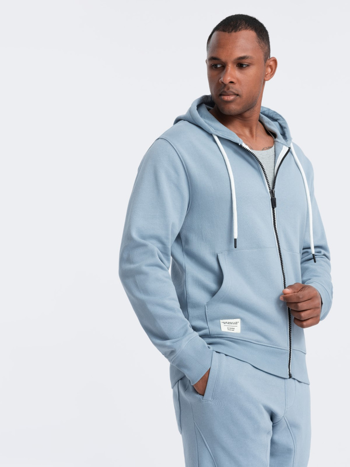 Men's sweatshirt set unbuttoned sweatshirt + jogger pants - blue V7 Z82