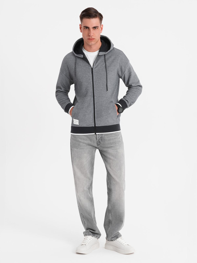 Men's softly structured hooded sweatshirt - black V1 OM-SSZP-0191