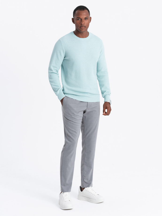 Men's mélange structured knit sweater - mint V1 OM-SWSW-0142