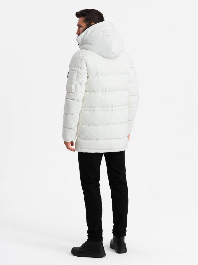 Outdoor long men's parka jacket - white V1 OM-JALJ-0201