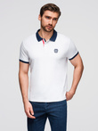 Men's polo shirt with colorful accents - white V2 OM-POSS-0105