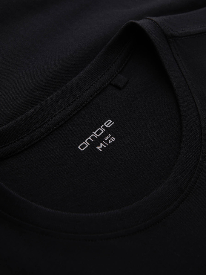 Men's cotton t-shirt with large inscription - black V2 OM-TSPT-0193