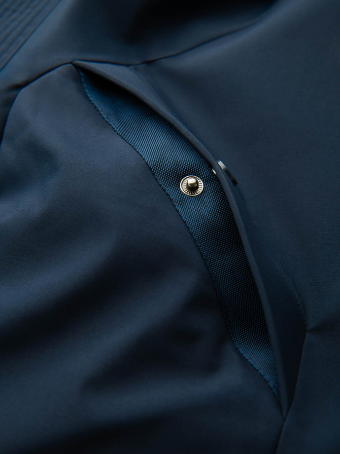 Długa sezonowa kurtka męska w stylu outdoorowym – granatowa V2 OM-JALJ-0202