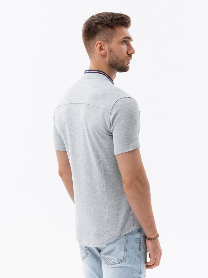 Men's short sleeve knit shirt - grey V5 K543