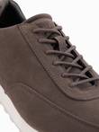 Men's eco leather sports sneaker shoes with suede finish - dark brown V2 OM-FOCS-0161