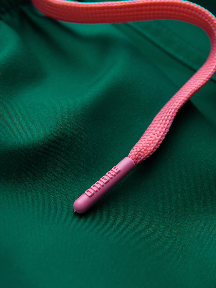 Męskie spodenki kąpielówki z dwukolorowym ściągaczem – ciemnozielone V3 OM-SRBS-0141