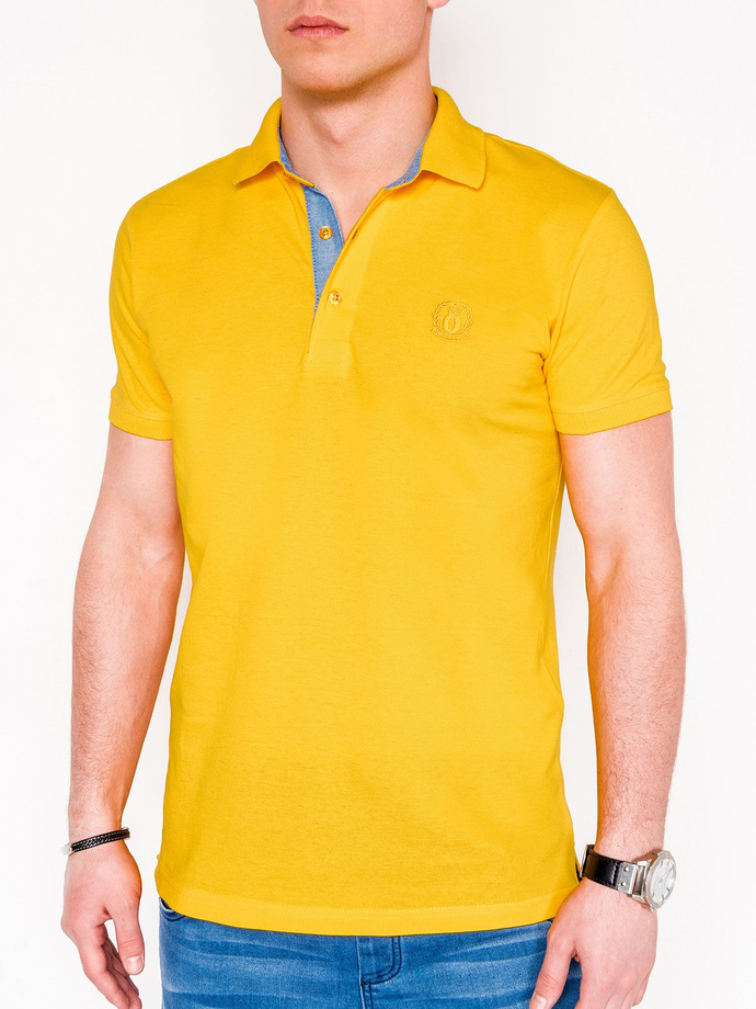 Men's plain polo shirt S837 - yellow