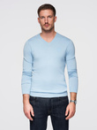 Elegant men's sweater with a v-neck - light blue V10 OM-SWBS-0107