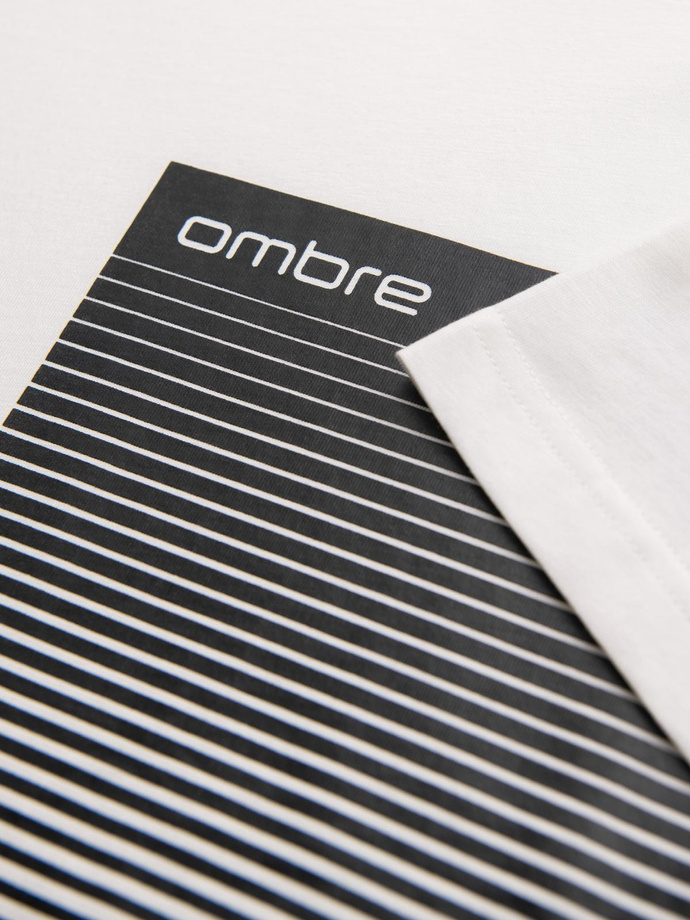 T-shirt męski bawełniany z graficznym printem – biały V1 OM-TSPT-0246