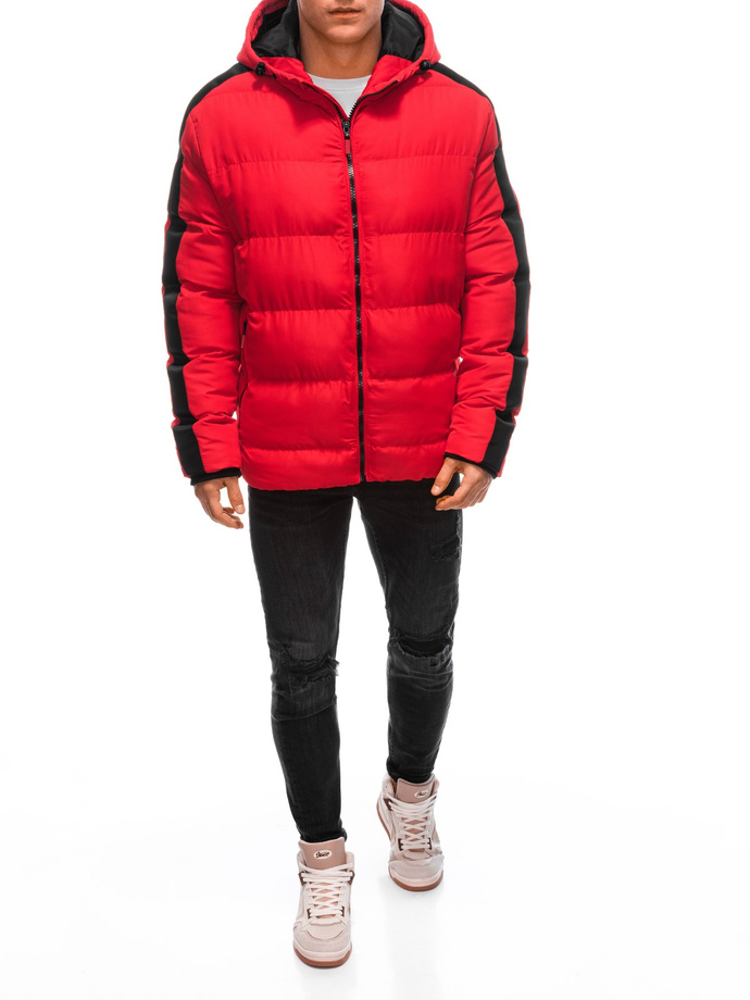 Men's quilted winter jacket - red V2 EM-JAHP-0101