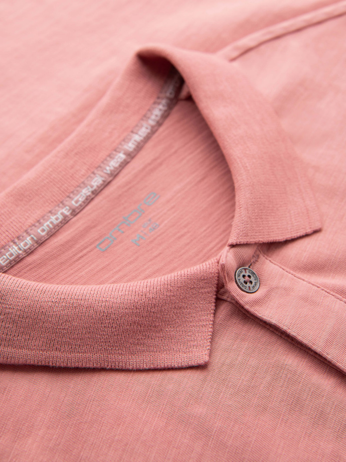 Classic cotton knit polo shirt - pink V4 OM-POWS-0142