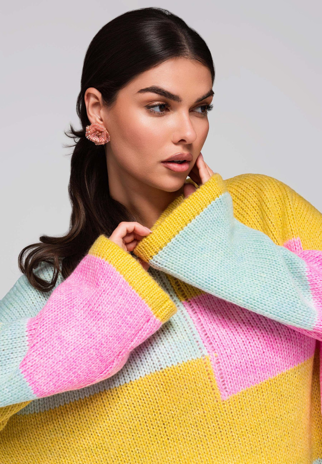 Women's sweater LW-SWSW-0108 - yellow/mint