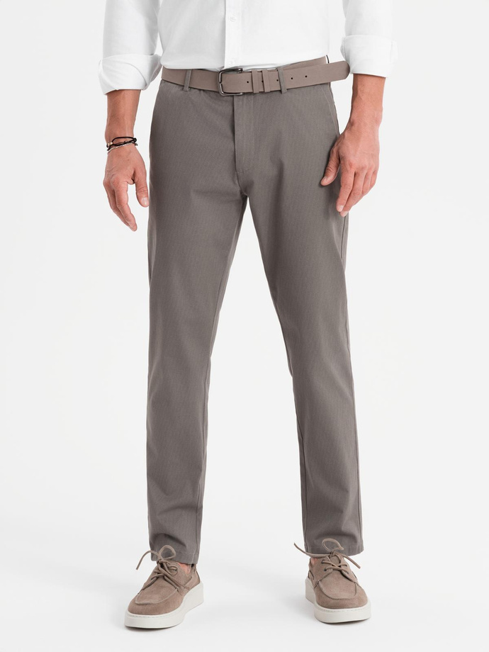 Men's REGULAR FIT chino pants with fine texture - gray V1 OM-PACP-0184