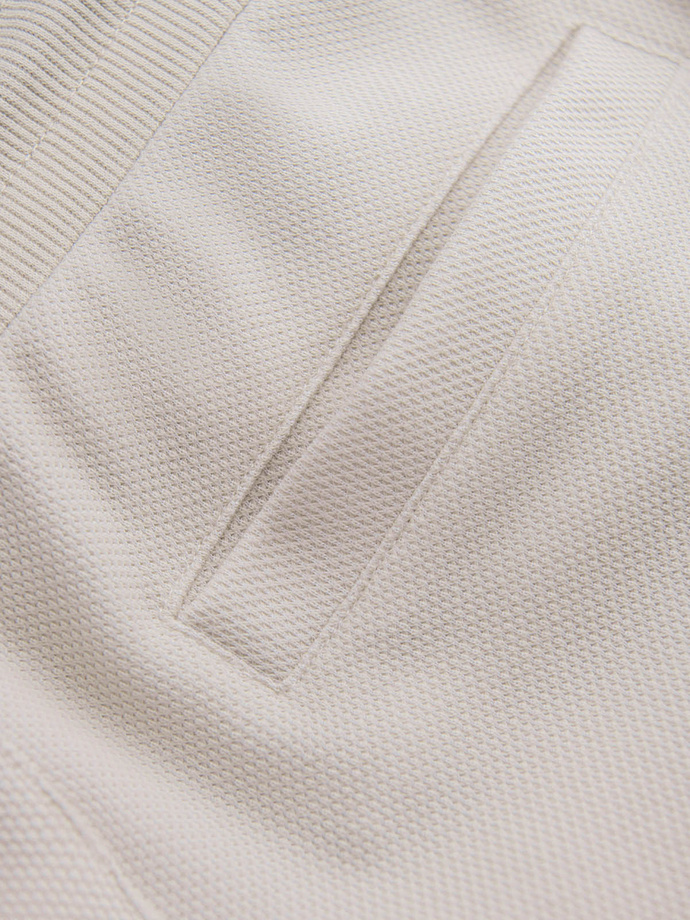 Męskie spodnie dresowe ze strukturalnej dzianiny - jasnobeżowe V1 OM-PASK-0211