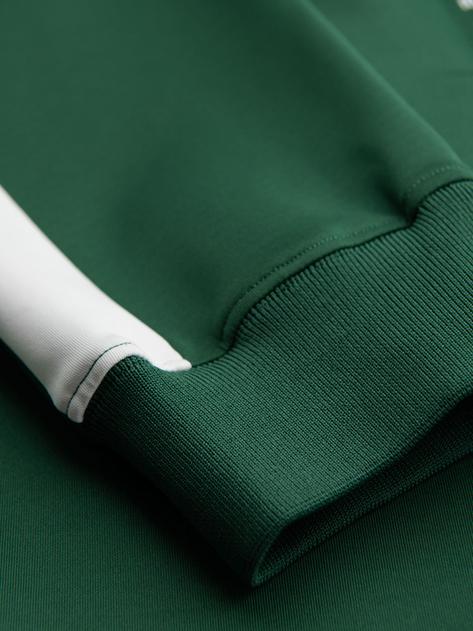 Men's sweatpants joggers with contrasting stripes - dark green V7 OM-PASK-0229