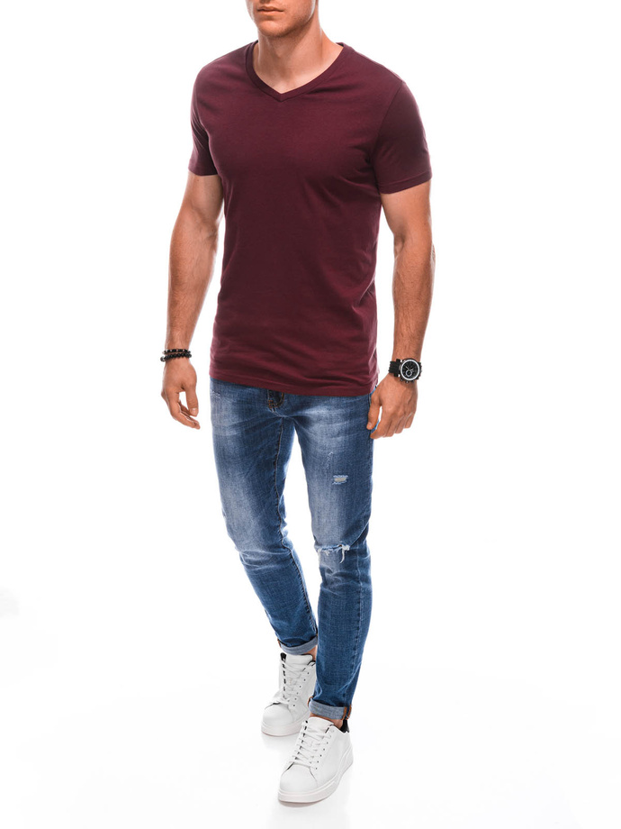 Men's basic V-neck t-shirt EM-TSBS-0101 - maroon V10