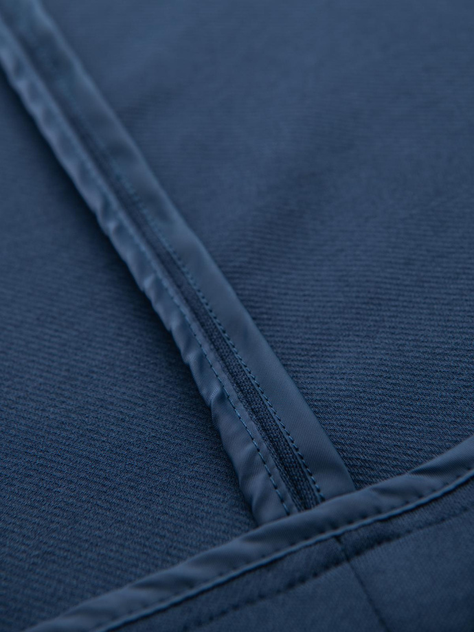 Marynarka męska SLIM z dzianiny o subtelnej strukturze – ciemnoniebieska V6 OM-BLZB-0101