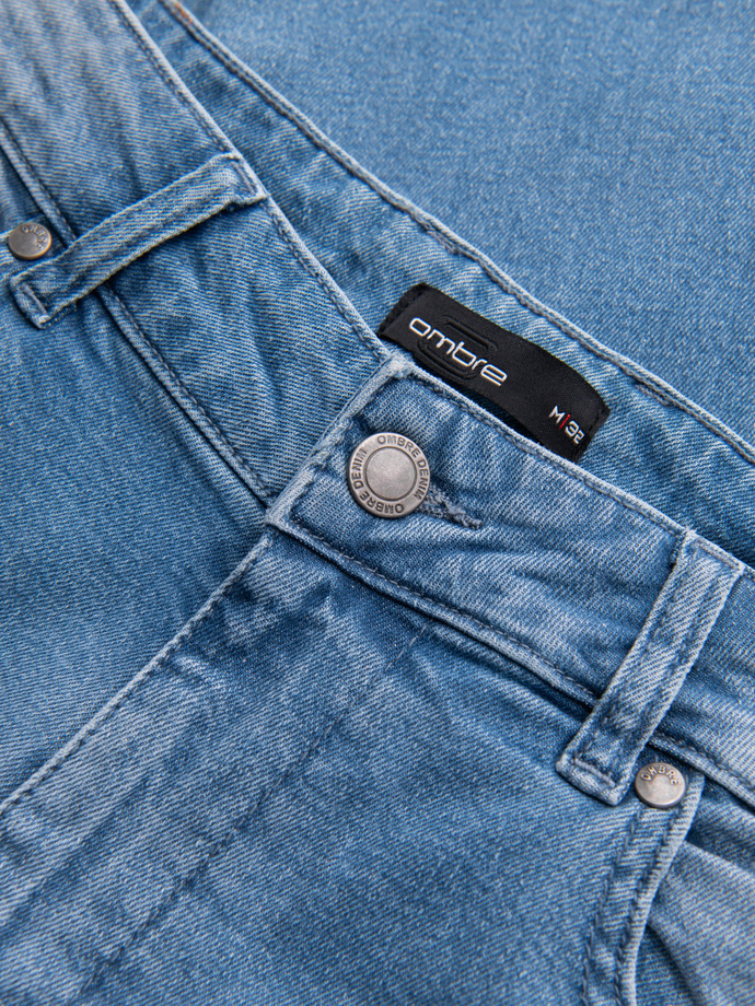 CARROT men's denim pants with rubbing - light blue V1 OM-PADP-0253