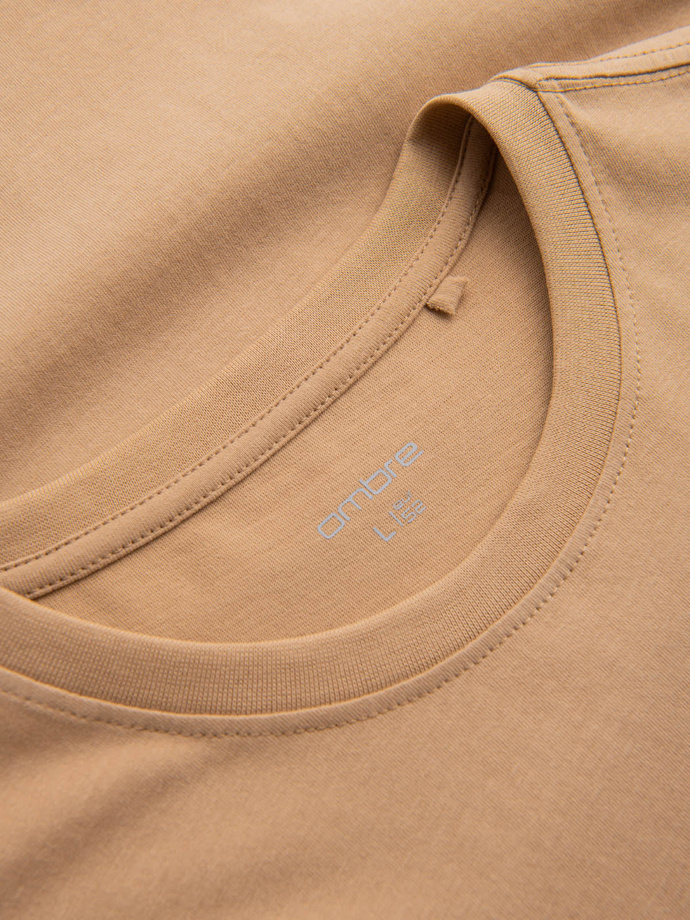 Men's cotton t-shirt with pocket print Ombre Streetstyle - sand V6 OM-TSCT-0108