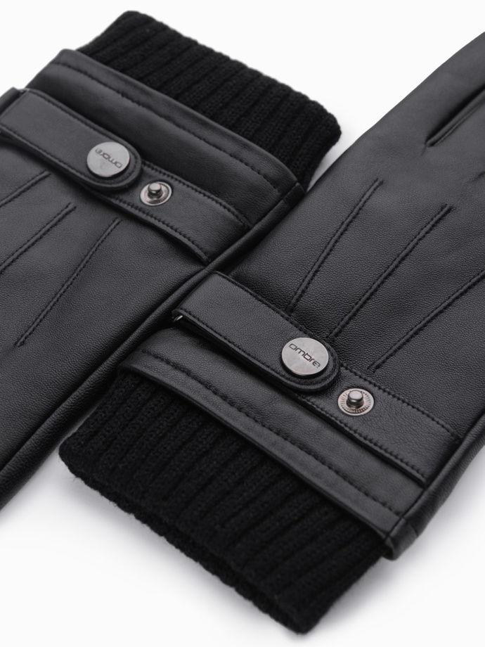 Men's leather gloves with touch function - black V1 OM-ACGL-0128