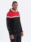 Men's tri-color hoodie - red V3 OM-SSNZ-22FW-014