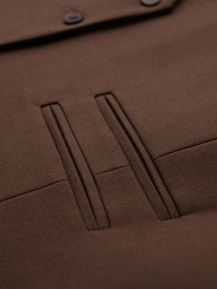 Men's suit vest with classic detailing and lining - brown V2 OM-BLZV-0142