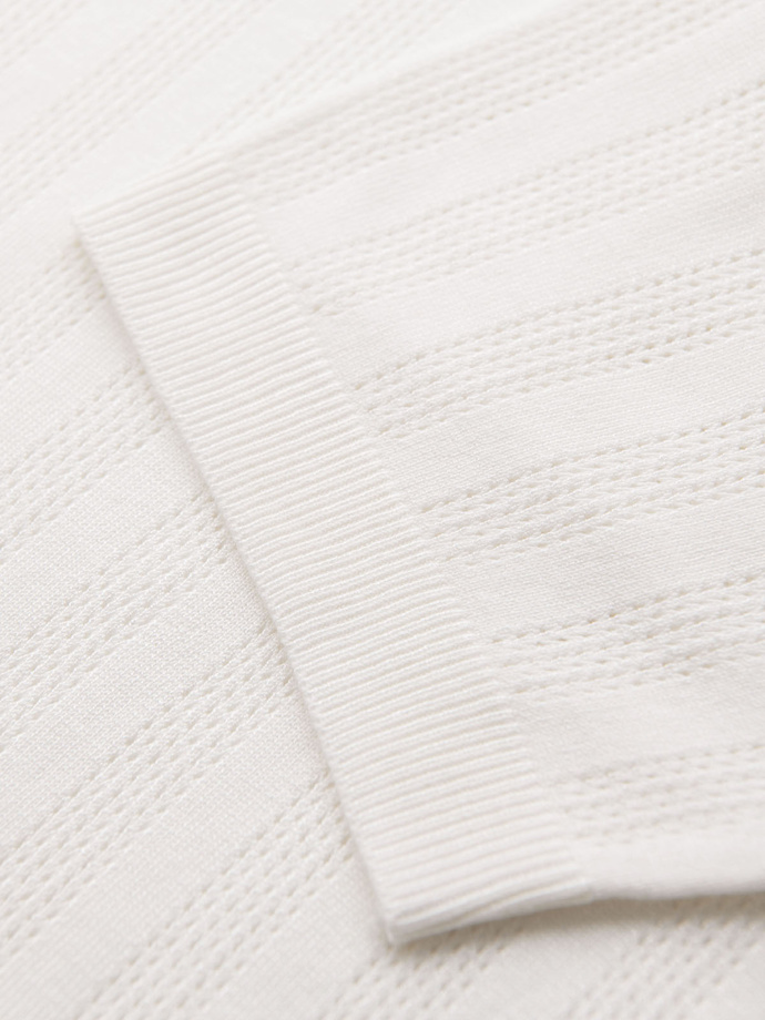 Men's openwork polo shirt with zipper at neckline - white V1 OM-POSS-0158