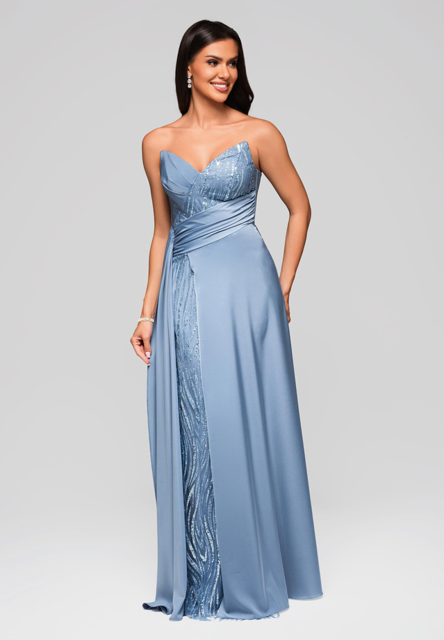 Evening dress LA-OM-DLR189 - frost blue
