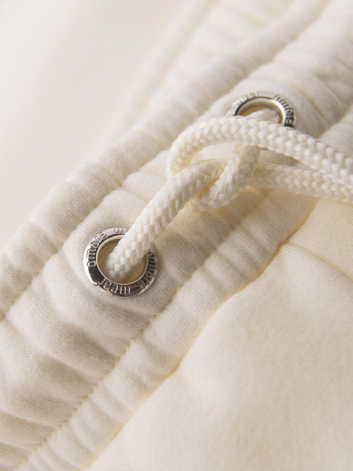 Szorty dresowe unisex ze ściągaczem w pasie – kremowe V2 OU-SRBC-0101