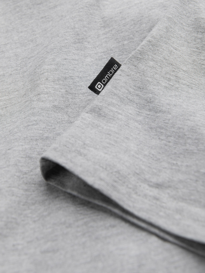 Longsleeve męski BASIC z okrągłym dekoltem - szary melanż V3 OM-LSBL-0106