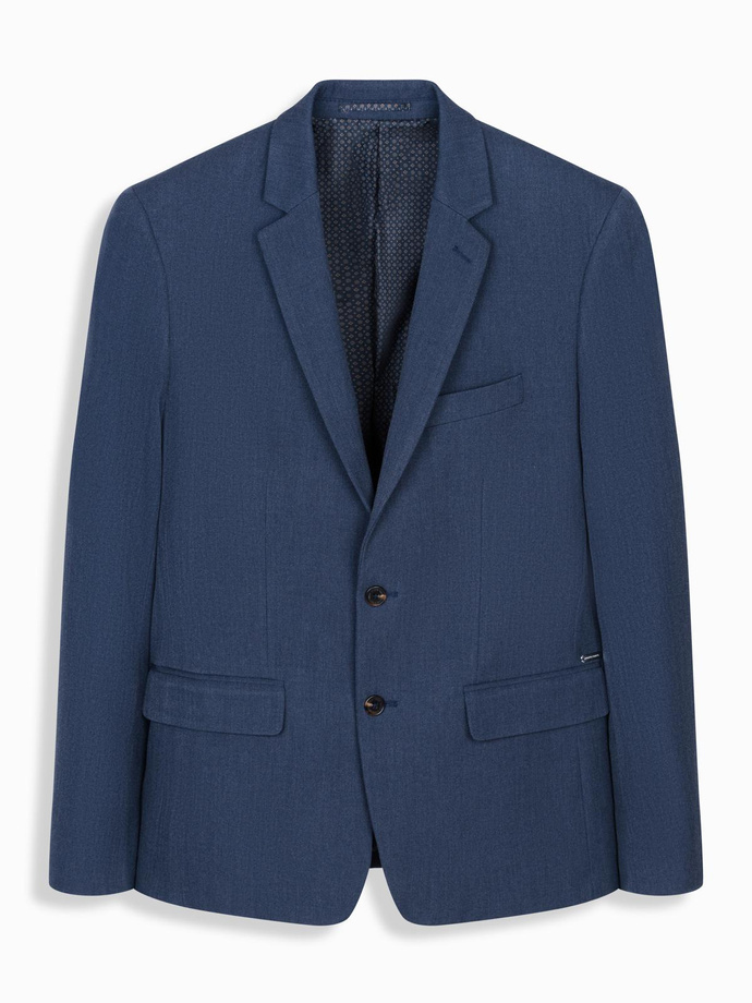 Elegant men's SLIM FIT jacket with rayon - dark blue V3 OM-BLZB-0135
