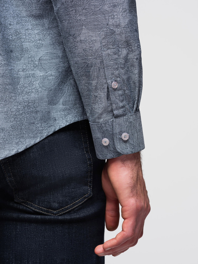 Classic men's flannel cotton plaid shirt - gray V3 OM-SHCS-0157