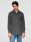 Men's structured knit polo collar sweatshirt - graphite melange V1 OM-SSNZ-0149