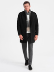 Men's coat with asymmetrical fastening - black V2 OM-COWC-0102