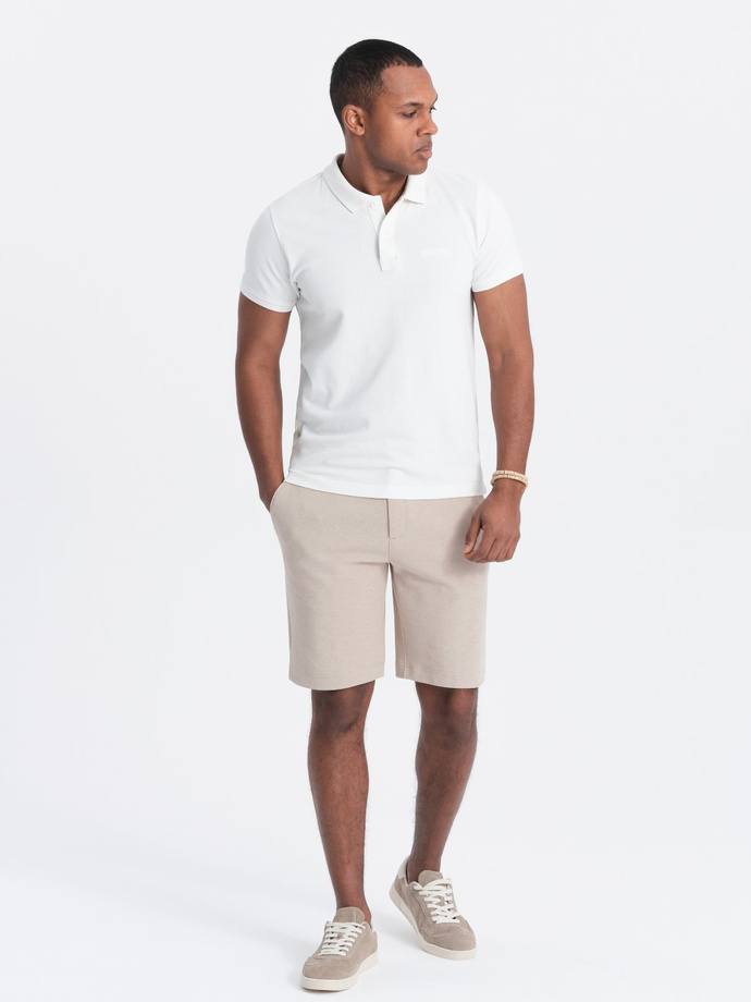 Men's shorts made of two-tone melange knit fabric - sand V3 OM-SRCS-0127