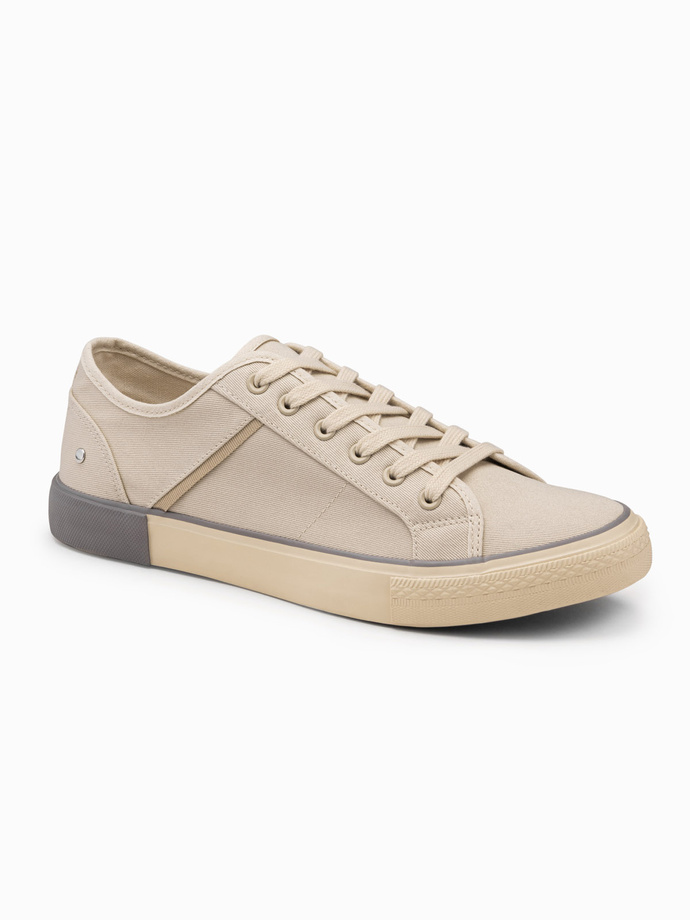Classic men's sneakers with rivets - cream V2 OM-FOTL-0147