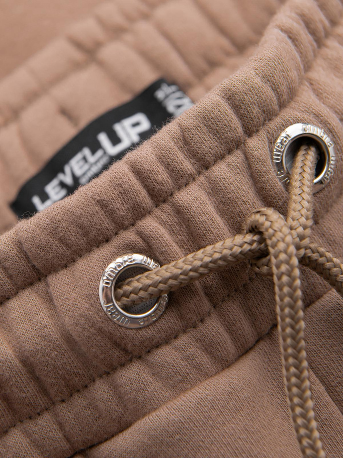 Klasyczne spodnie dresowe unisex ze ściągaczami – brązowe V16 OU-PSBC-0100