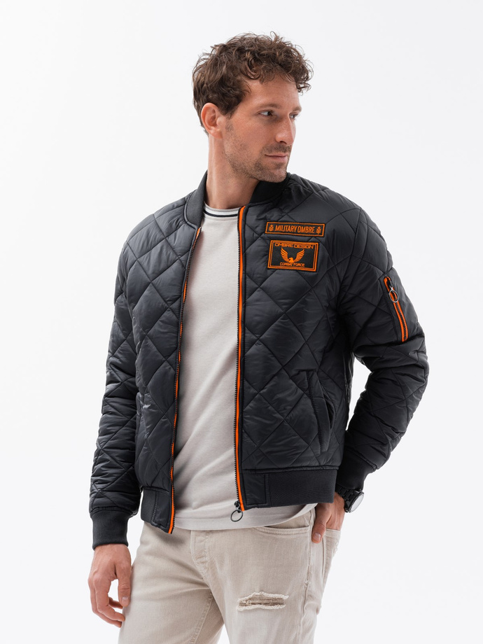 Men's insulated bomber jacket - black C357