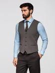Men's elegant SLIM FIT herringbone vest - graphite V2 OM-BLZV-0143