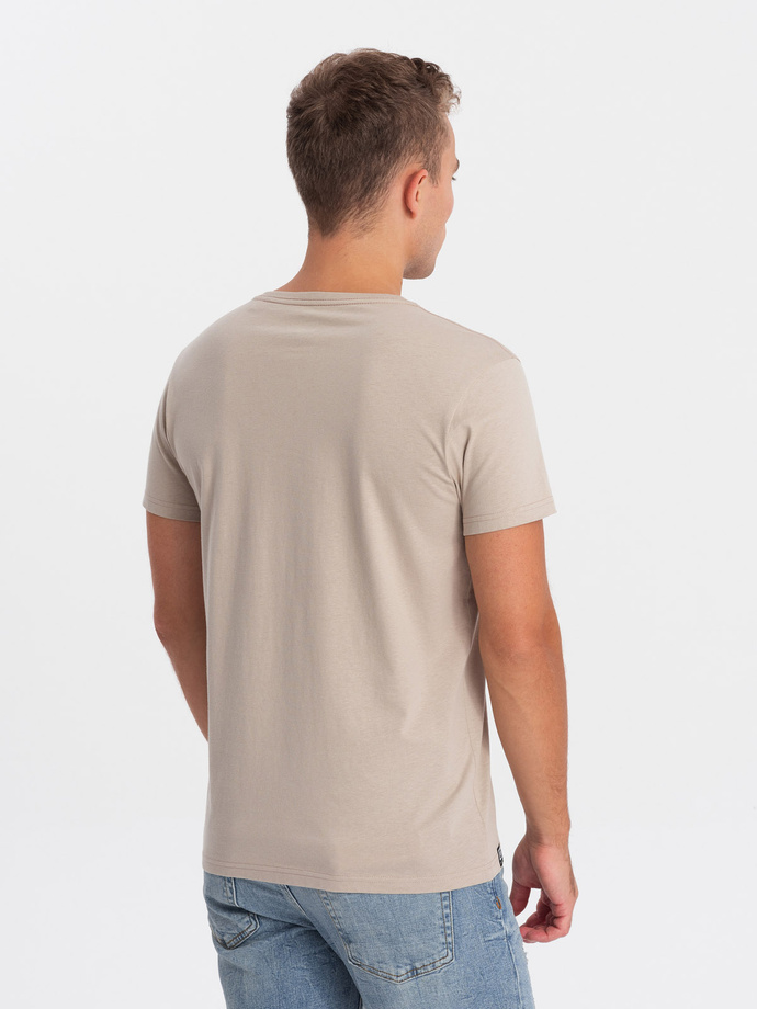 Men's classic BASIC v-neck T-shirt - sand V5 S1369