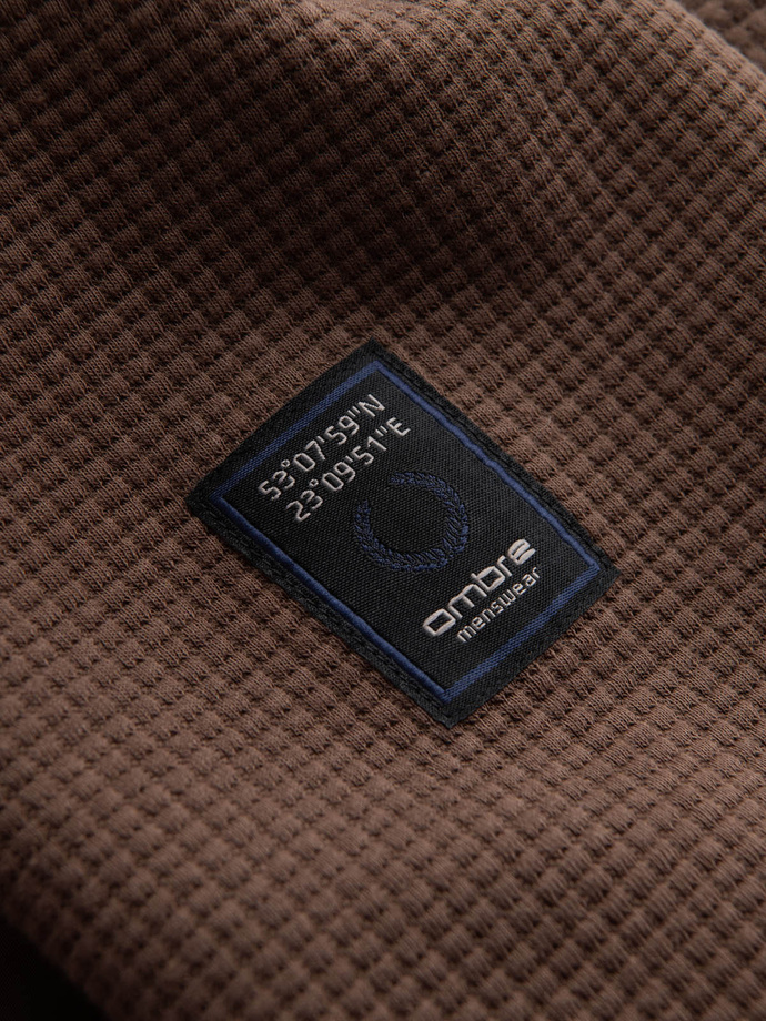 Lekka rozpinana męska kurtka z pikowanym przodem – brązowa V3 OM-JANP-0193