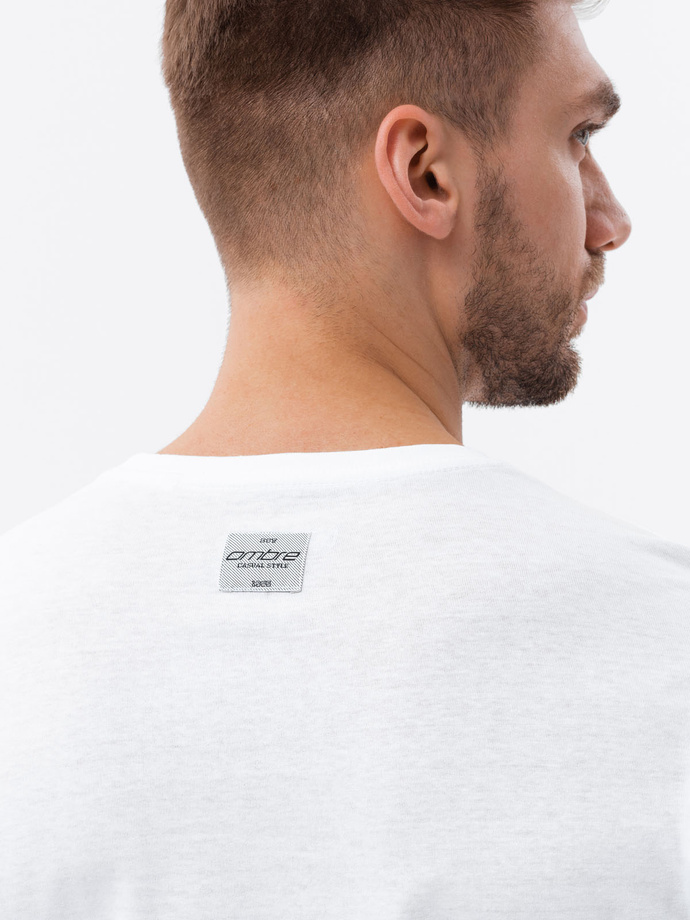 Men's printed cotton t-shirt - white V1 S1753